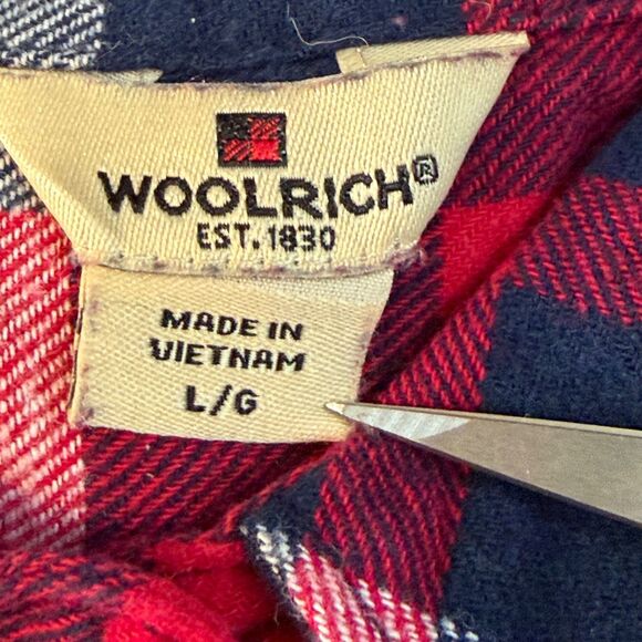 Woolrich Women’s Plaid Flannel Shirt Size Large Red Blue White Cotton - Picture 3 of 12